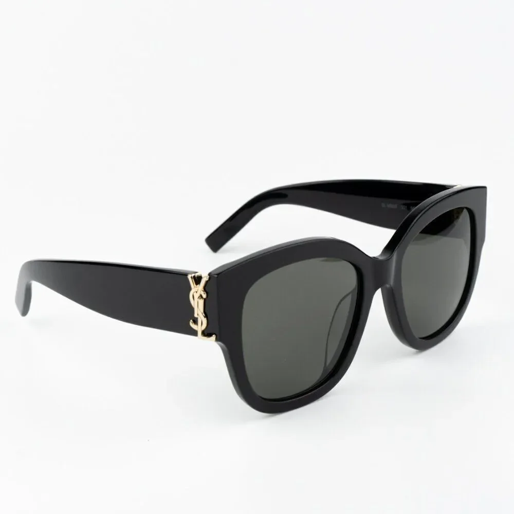 NEW Saint Laurent  SLM95/F 001 Black Grey Oversized Cat Eye Women Sunglasses